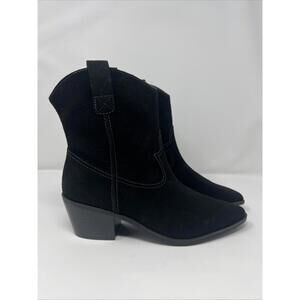 Lisa VickyBlack Suede Western Style Pull-On Booties-S026-NWOB-Size 8M
